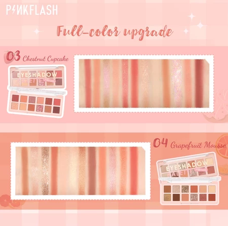 FCL Internasional Indonesia PINKFLASH PinkDessert 12 Shades Eyeshadow Palette 04 Grapefruit Mousse