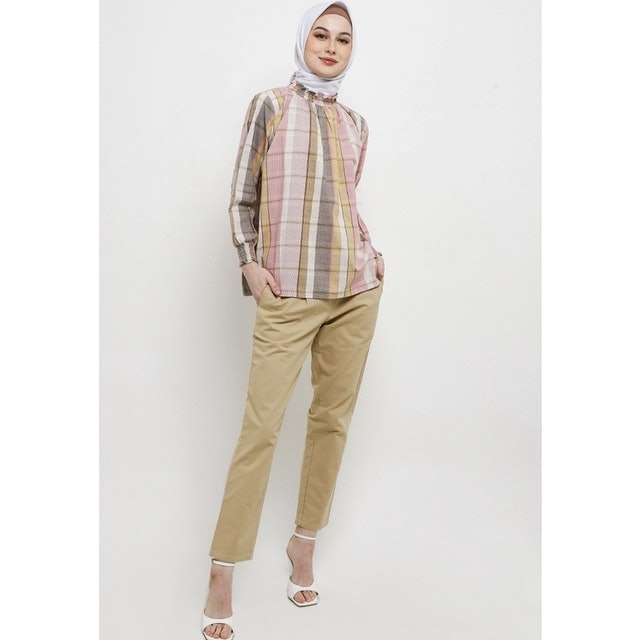 MFMW Muskaan Blouse Pink Motif Kotak