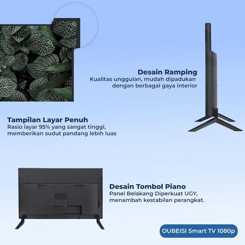 OUBEISI TV Smart TV LED Digital 43 Inch 5