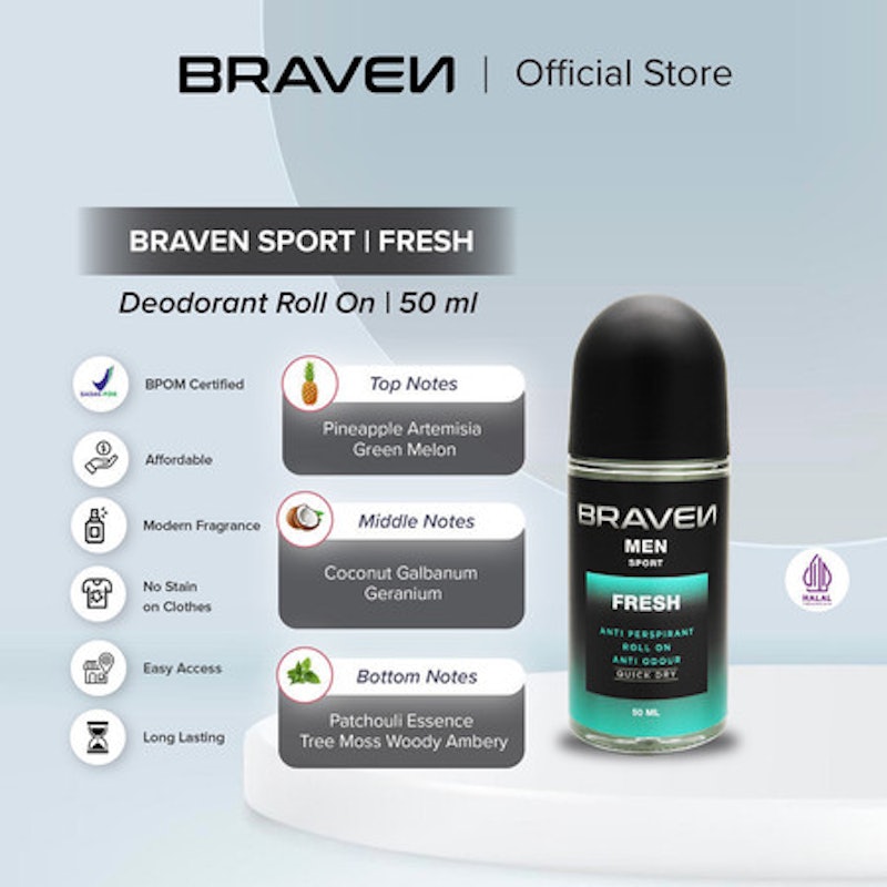Braven Sport Deodorant Roll On Fresh 3