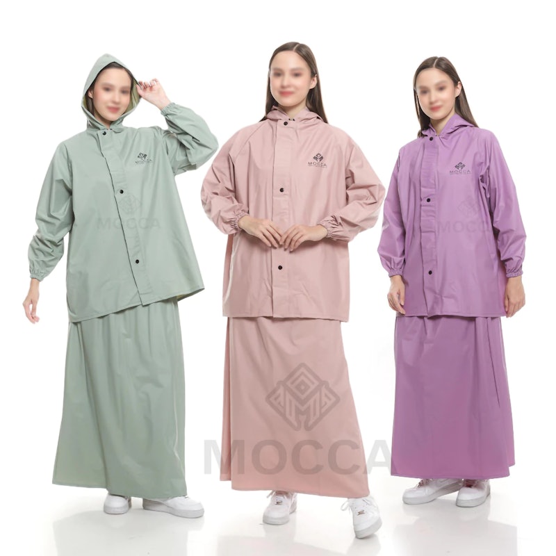 MOCCA Jas Hujan Setelan Rok Wanita 4