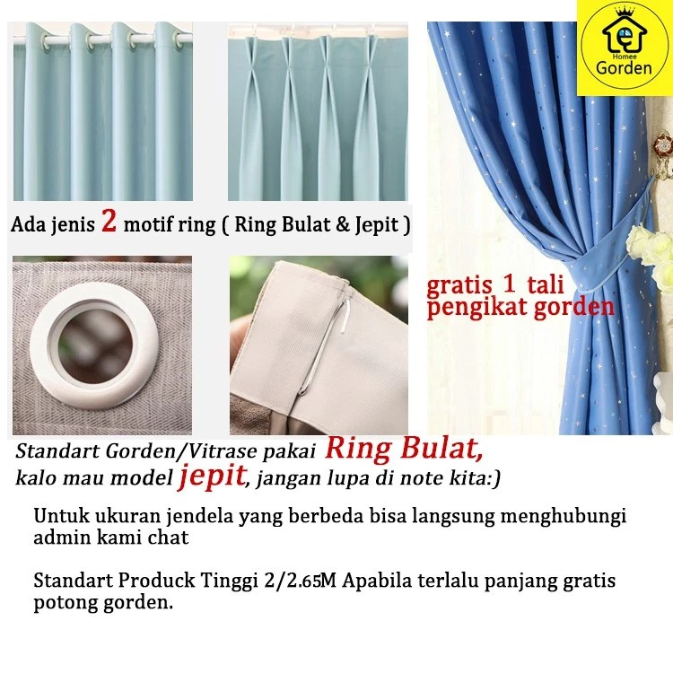  Homee Gorden Cokelat Motif Garis