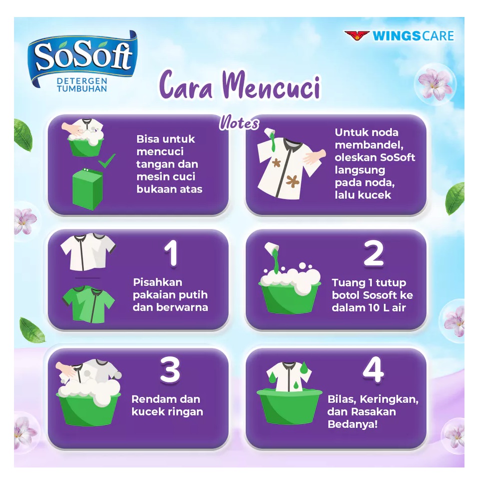 Wings SoSoft Deterjen Cair Freesia & Pear Botol 