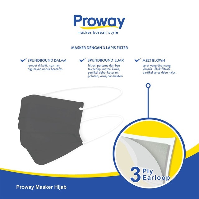 Proway Masker Hijab 3ply - 5pcs
