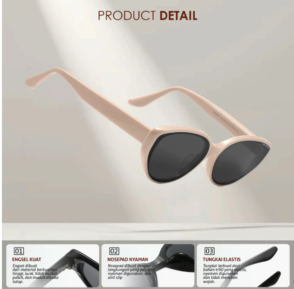  Colore.in Kacamata Hitam Cat Eye Sunglasses 695