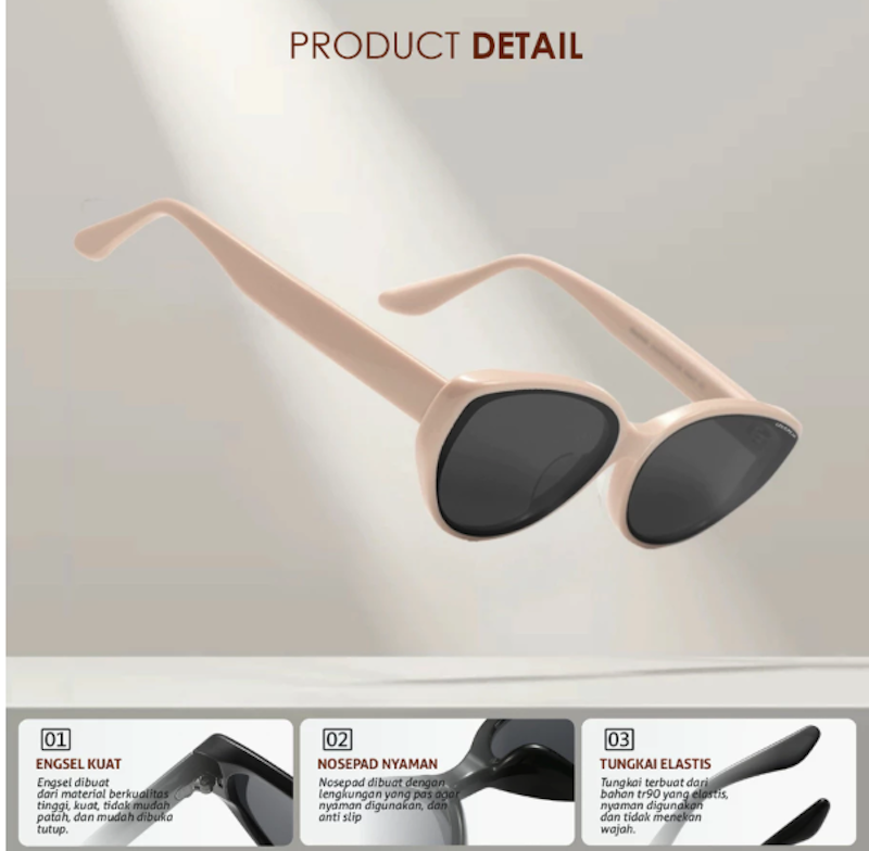 Colore.in Kacamata Hitam Cat Eye Sunglasses 2
