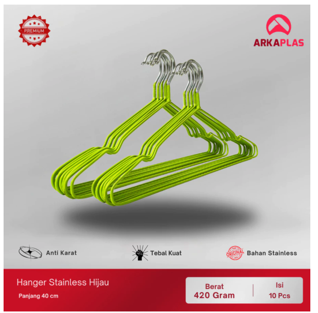 ARKAPLAS Hanger Stainless Steel Isi 10 Pcs