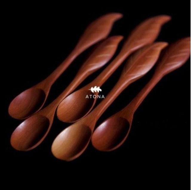 Atona Craft Sendok Teh Kayu Motif Daun