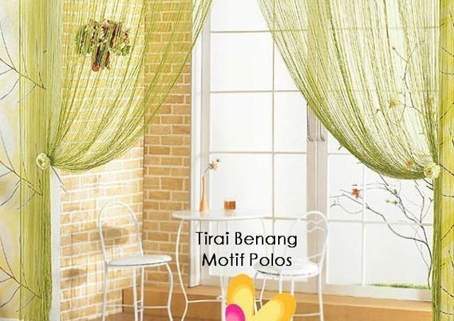  Tirai Benang Hijau Motif Polos