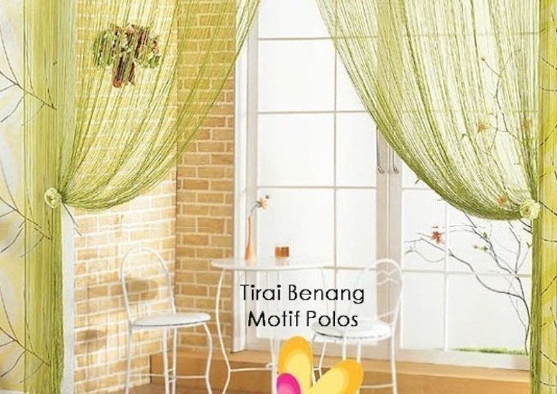 Tirai Benang Hijau Motif Polos 2