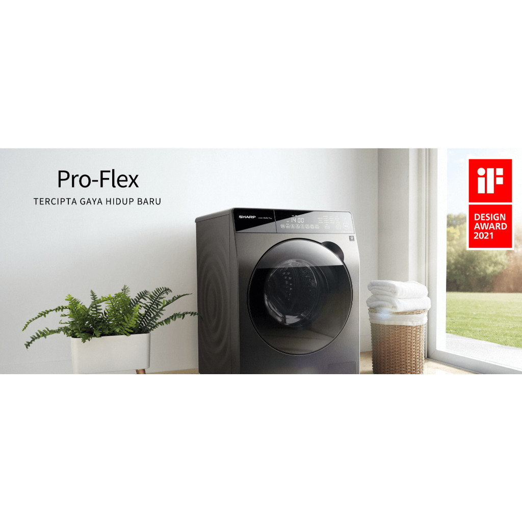 Sharp Electronics Incorporated SHARP Mesin Cuci Front Loading Pro Flex Series 10,5 Kg ES-FL1410DPX