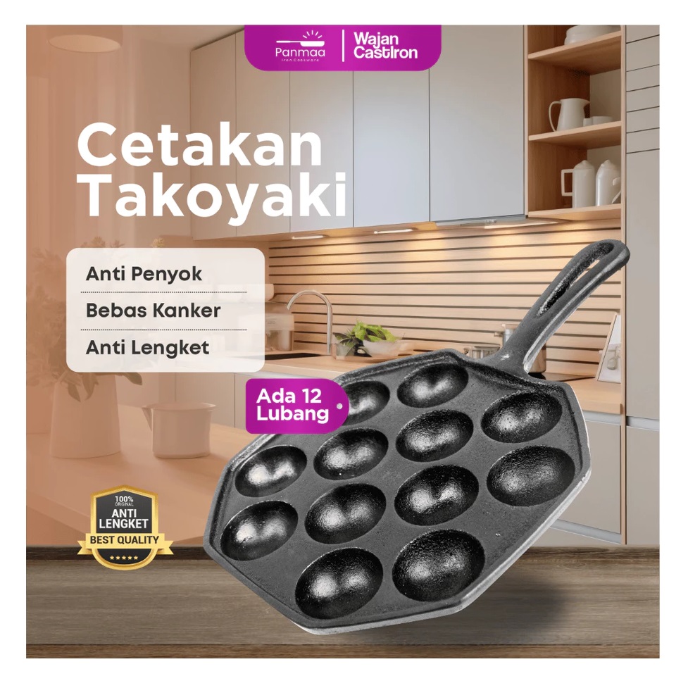 Panmaa Iron Cookware Takoyaki Pan Cast Iron 3