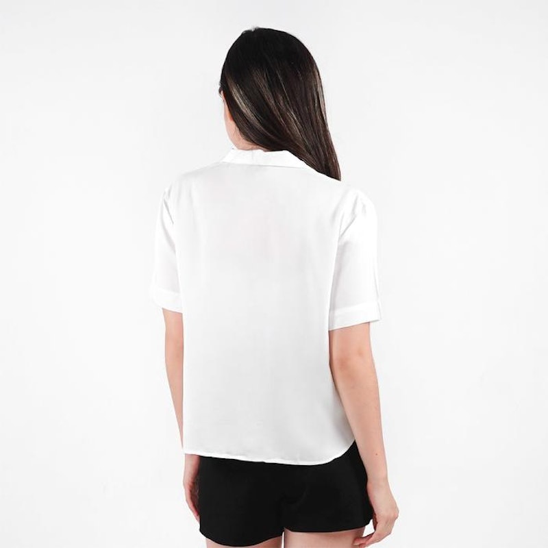 Aerostreet Kemeja Crop Top Yuki White 3
