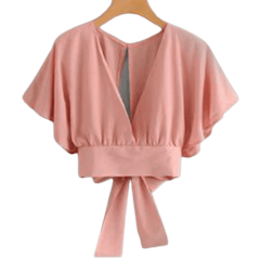 Femei Outer Blouse Slit Back Self Tie Wrap Crop Top