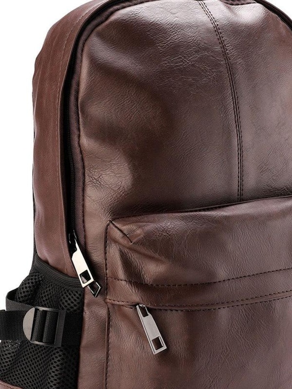 Urban State Distressed Leather Mesh Backpack 2