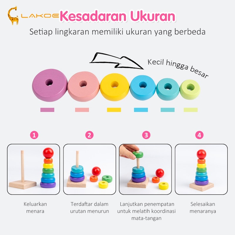 Rainbow Tower Puzzle Kayu 3