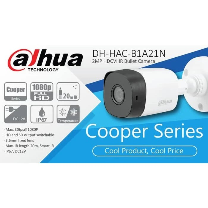 Zhejiang Dahua Technology Dahua 2MP IR HDCVI Fixed-Focal Bullet Camera HAC-B1A21-U