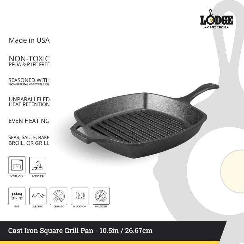 Lodge Lodge Cast Iron 10.5 Inch Square Grill Pan L8SGP3