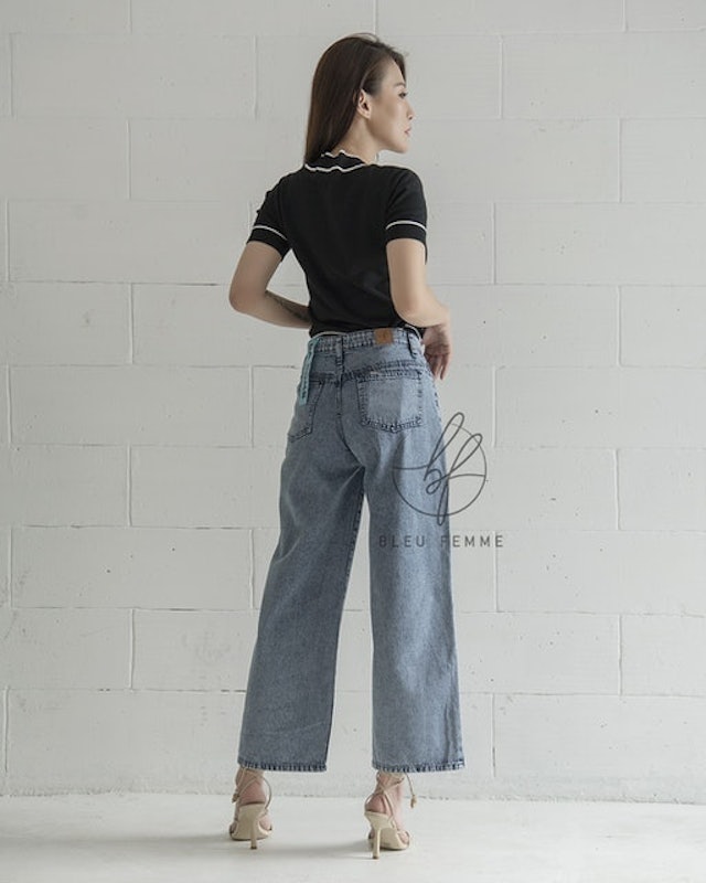 Kulot Jeans Polos Basic Highwaist