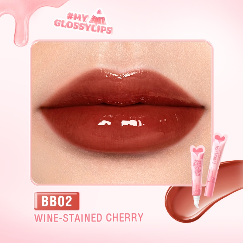 FCL Internasional Indonesia PINKFLASH Watery Glow Hydrating Lip Gloss BB02 Wine-Stained Cherry