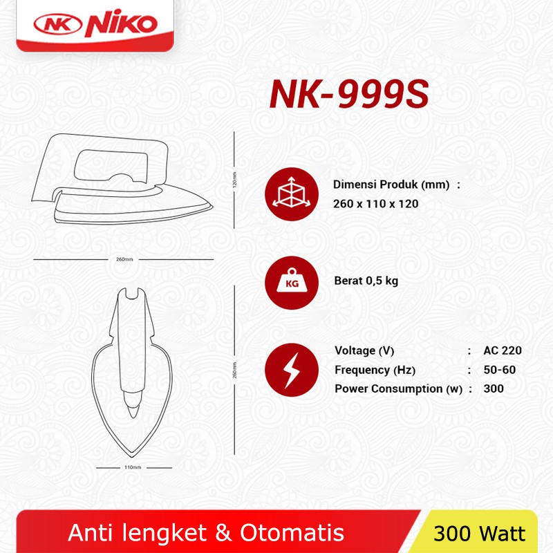 Niko Elektronik Indonesia Niko Setrika NK-999S