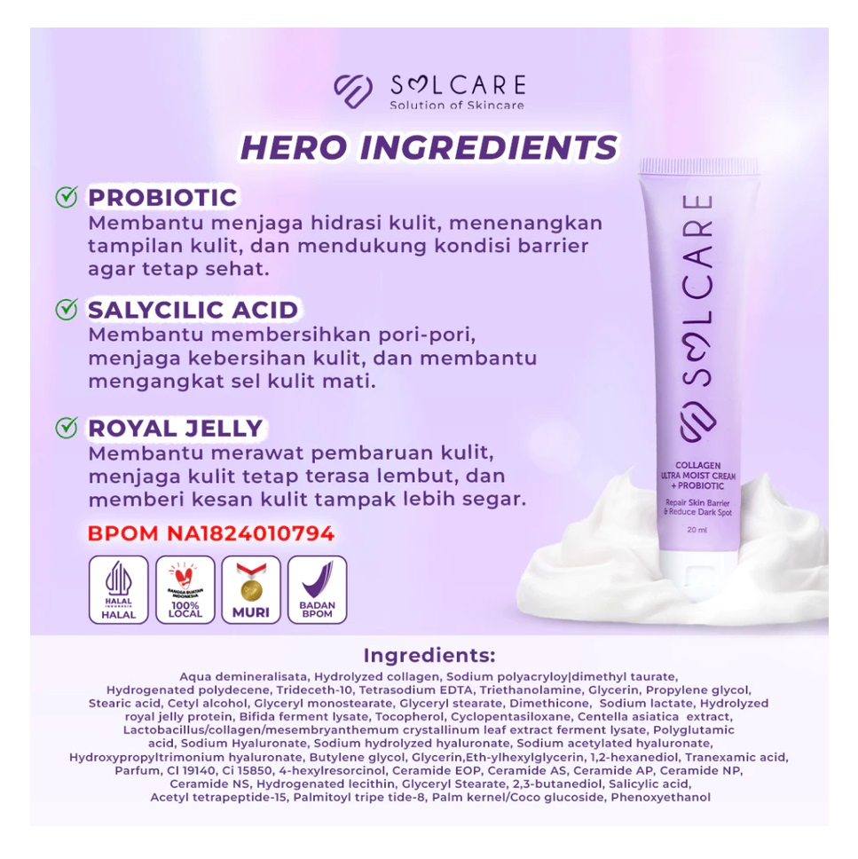 STC Sarana Estetika Solcare Collagen Ultra Moist Cream + Probiotic