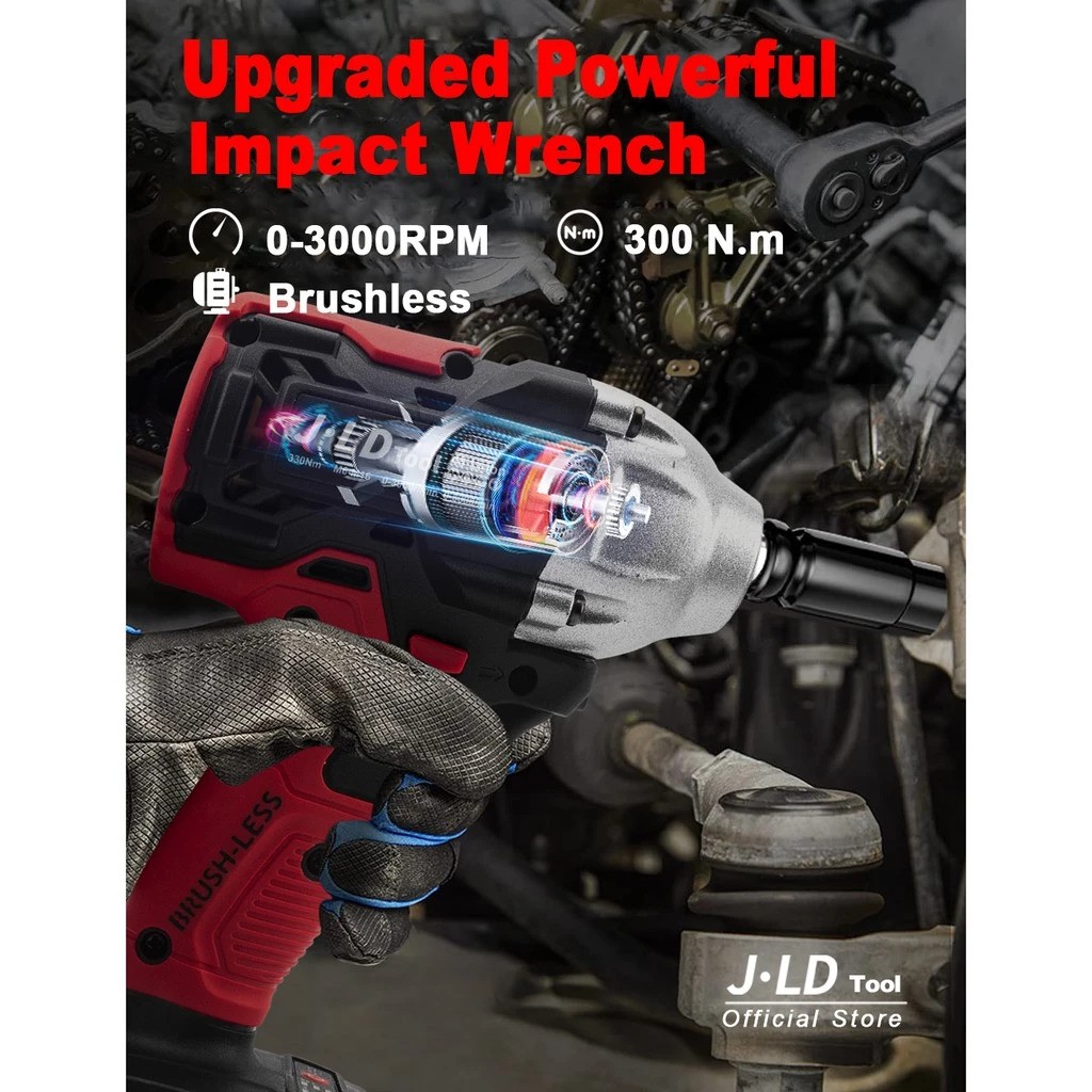 JLD Machinery J.LD Cordless Impact Wrench 13 mm 350 Nm