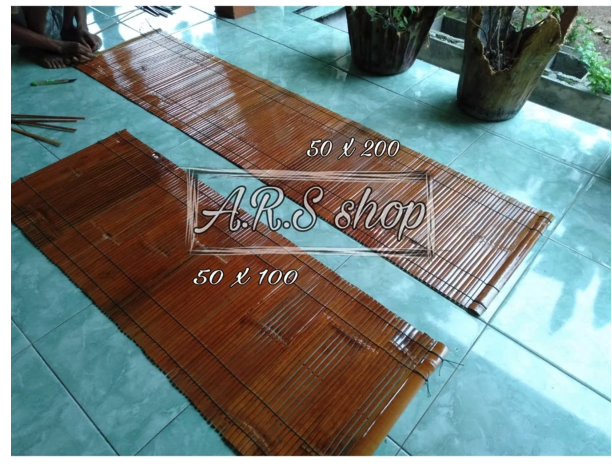  Tirai Bambu Vernis Lebar 50 cm