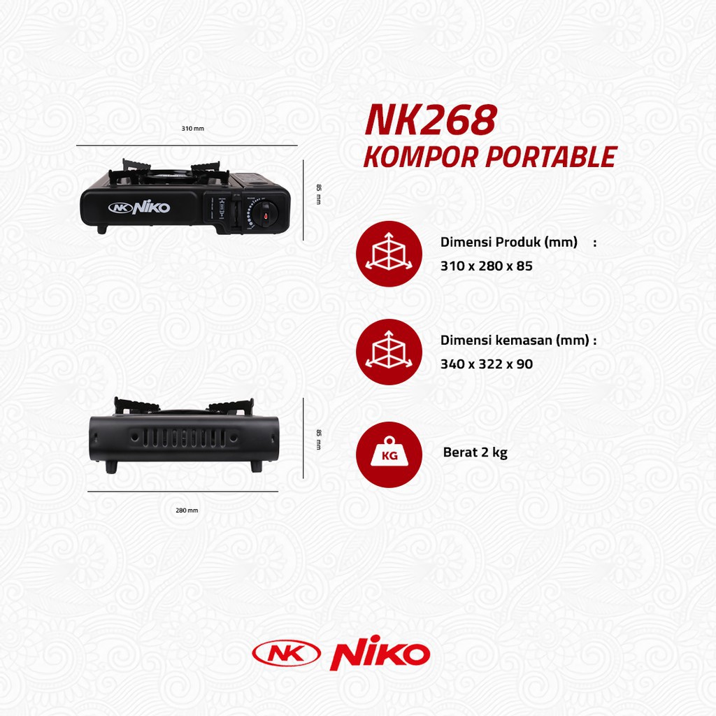 Niko Elektronik Indonesia Niko Kompor Gas Portable  268C