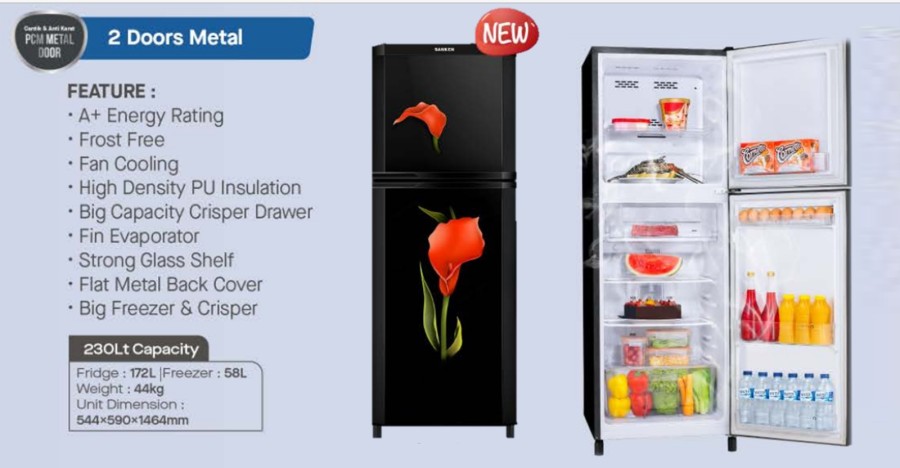 Sanken Argadwija Sanken Lemari Es 2 Pintu  SK-V237F-RD