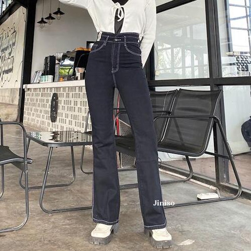 JINISO Ultra Highwaist Cutbray Stretch Jeans Hangout 3