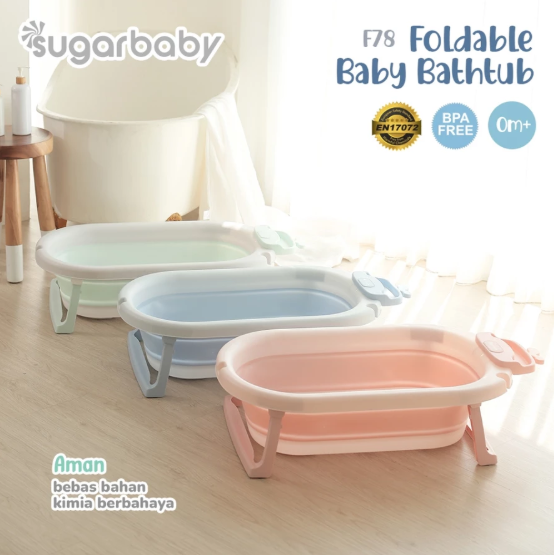 Kindalin Utama Internasional Sugar Baby Foldable & Standing Baby Bathtub with Digital Thermometer F78 (4IN1)
