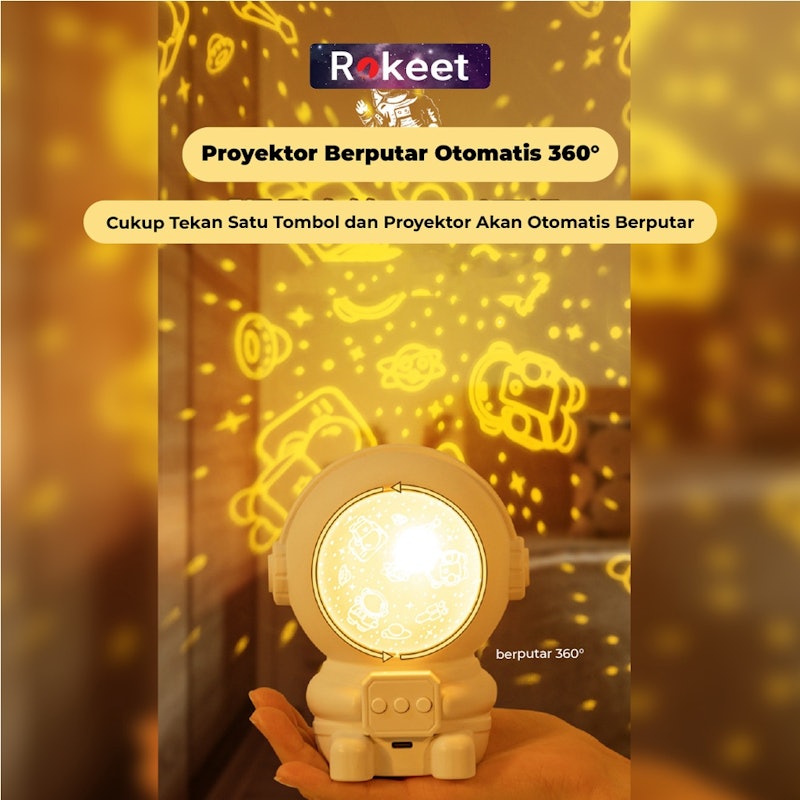 Rokeet Lampu Tidur Proyektor Astronout 4