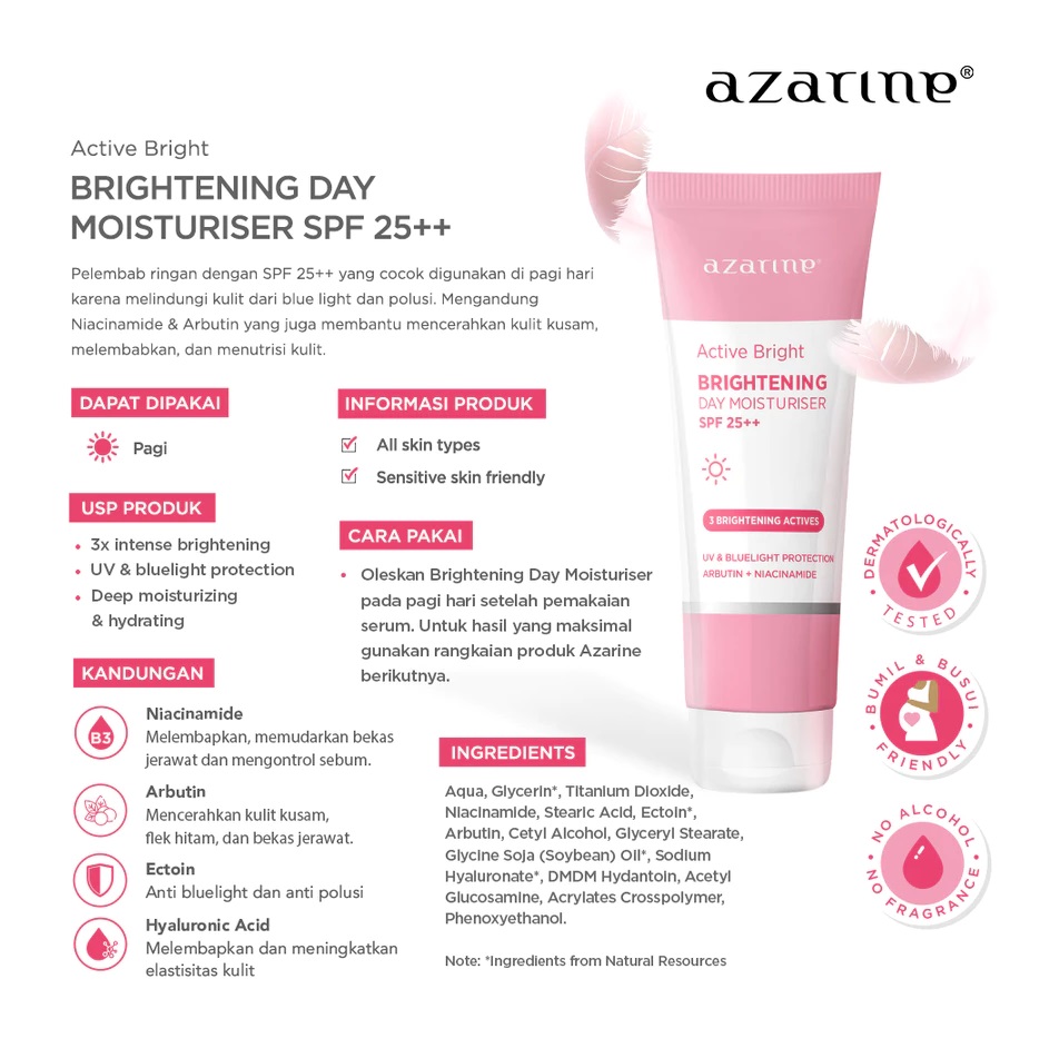 Wahana Kosmetika Indonesia Azarine® Active Bright Brightening Day Moisturiser SPF 25++