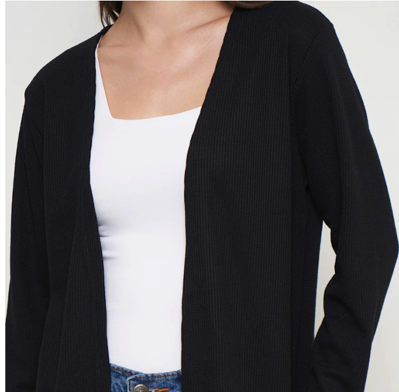 Dancus Cardigan Knit Waffle Hitam 2