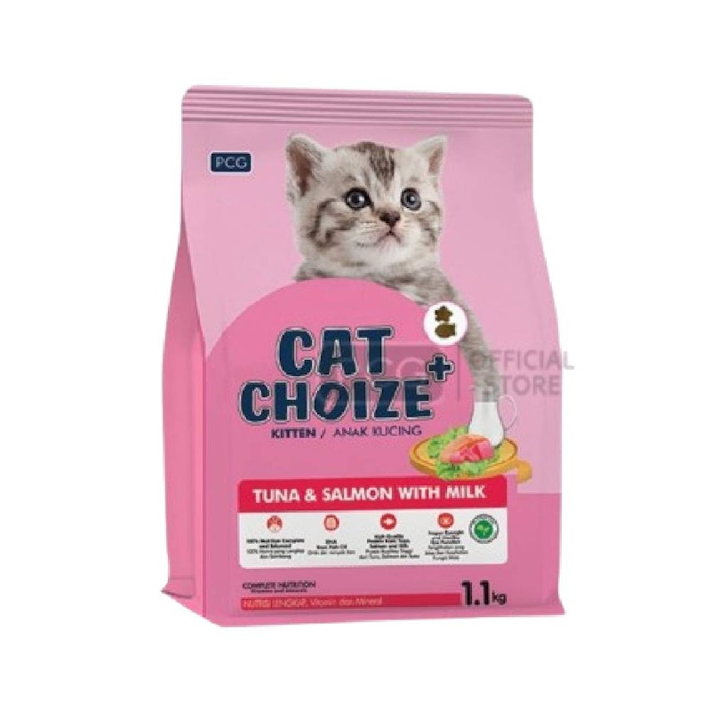 Cat Choize Plus Dry Cat Food Kitten Tuna & Salmon with Milk Flavor 1.1 Kg 1