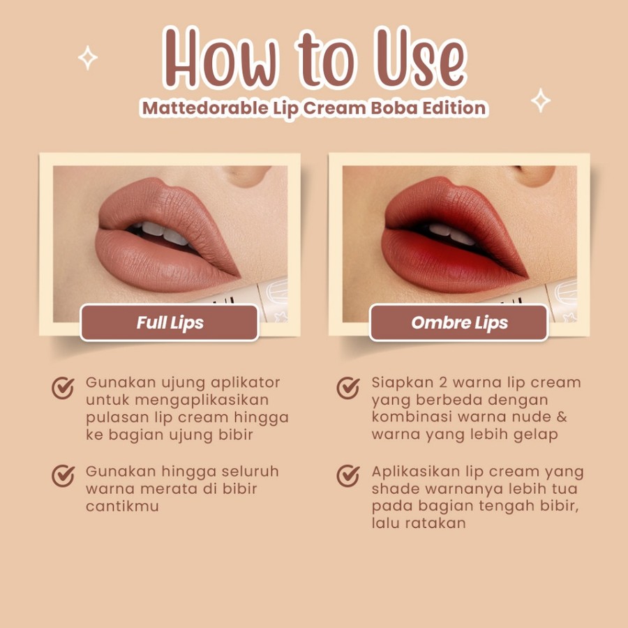 Eka Jaya Internasional Hanasui Mattedorable Lip Cream Boba (02 Brown Sugar)