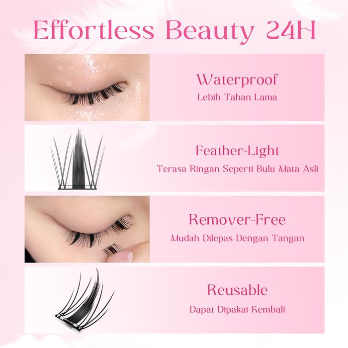 FCL Internasional Indonesia FOCALLURE Glue-Free False Eyelashes 3D Natural Curly Reusable CE01