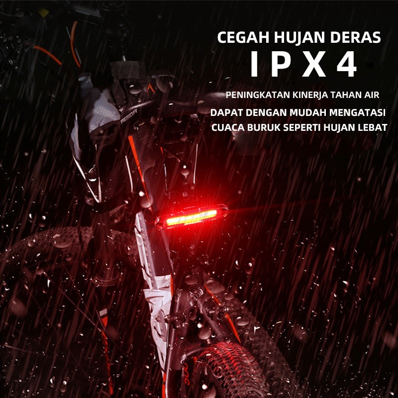 3 Warna Terang Red Blue White Lampu Belakang Sepeda LED 8 Modes 4