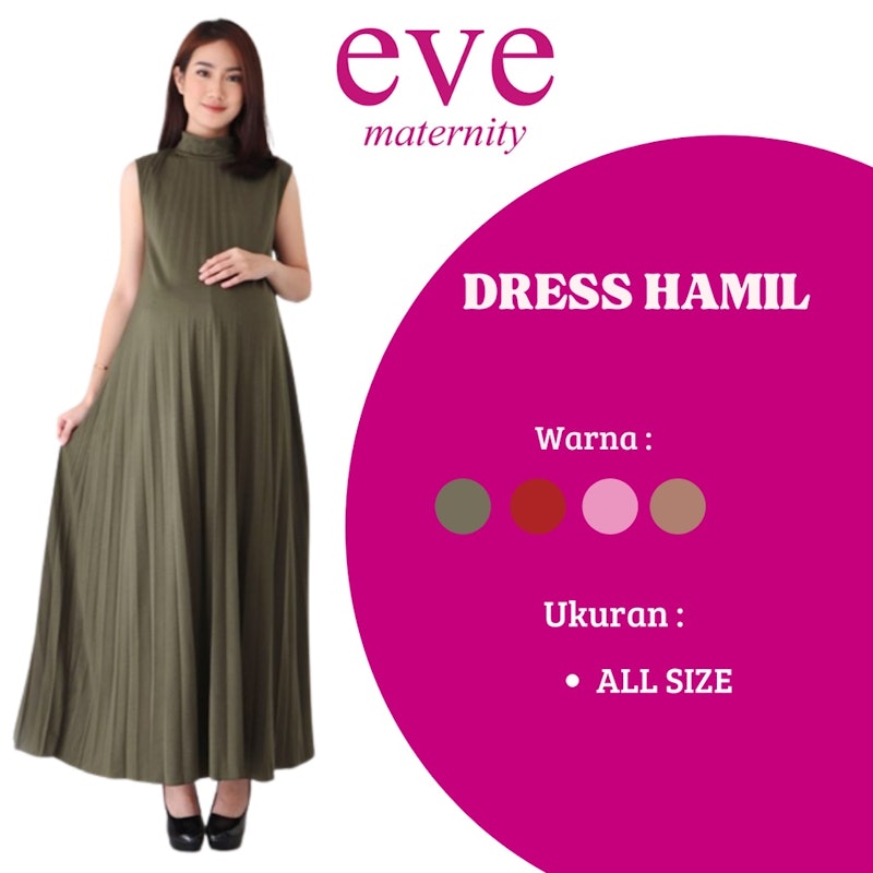 Eve Baju Hamil Pesta Dress Plisket 2