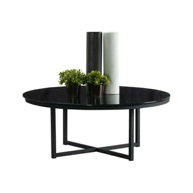 Meja Tamu Tasnia Metal Glass Black