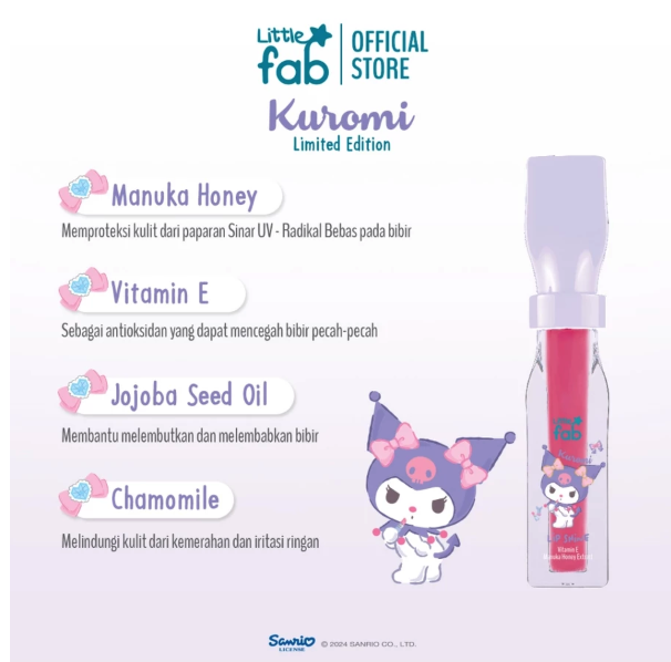Fabindo Sejahtera Little fab kids Lip Shine Kuromi 