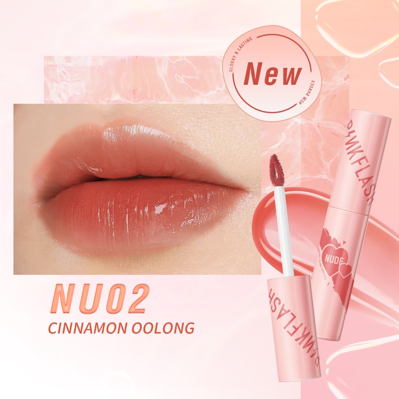 FCL Internasional Indonesia PINKFLASH Watery Glam Lip Gloss NU02 Cinnamon Oolong