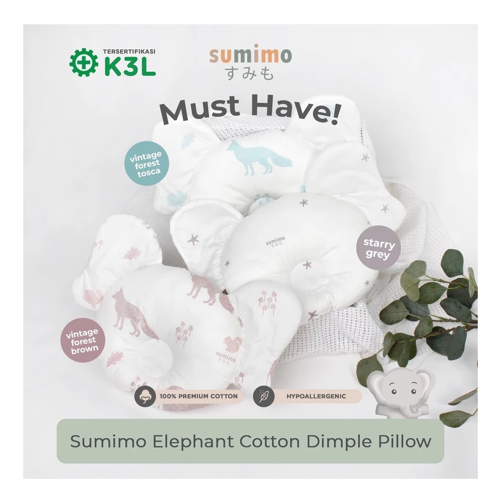  Sumimo Elephant Cotton Baby Dimple Pillow