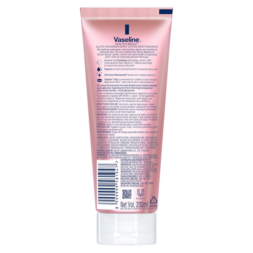 Unilever Vaseline Gluta-Hya Serum Burst Lotion Dewy Radiance