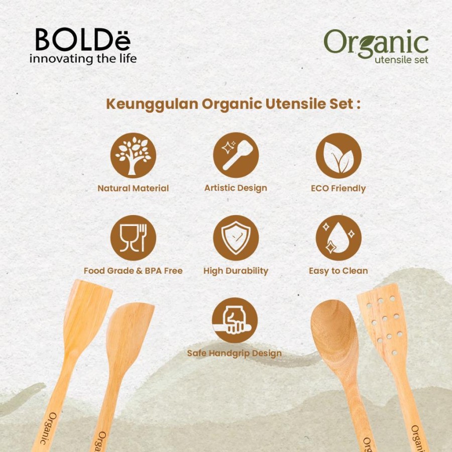 BOLDe Indonesia BOLDë Organic Utensil Set 4 Pcs Wood Series