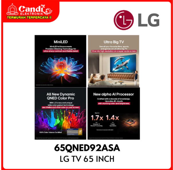 LG 4K MiniLED Smart TV 65 Inch 65QNED92ASA