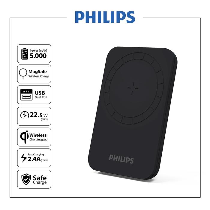 Philips Electronics Nederland B.V. Philips Magsafe Wireless Charger Power Bank 5.000 mAh DLP9339N