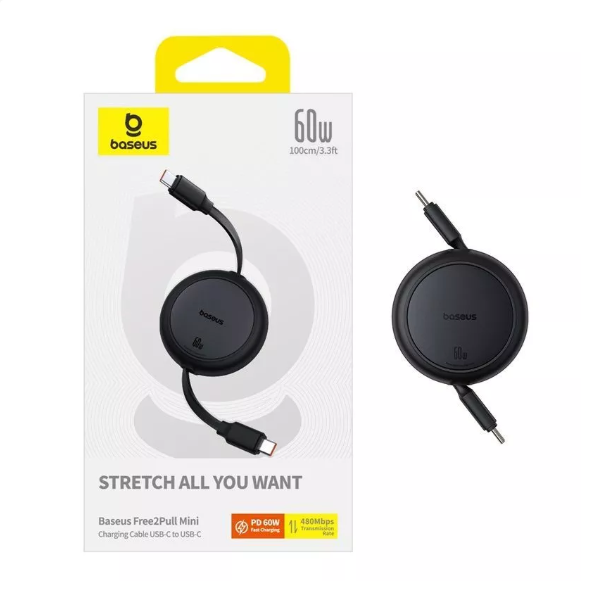 Baseus Cable Type-C to Type-C 60W Fast Charging Free2Pull Mini