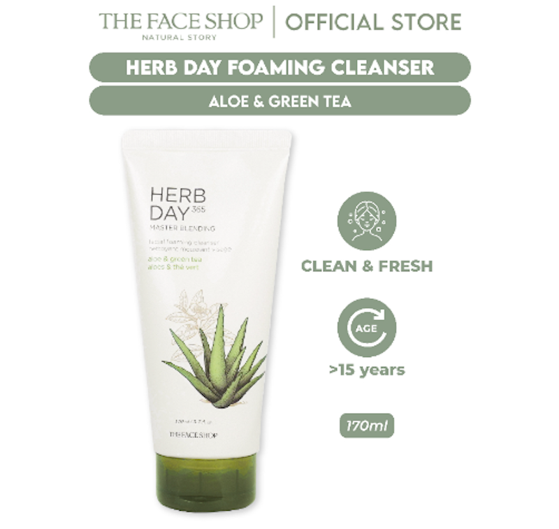 Herb Day Aloe & Green tea Foaming Cleanser 4